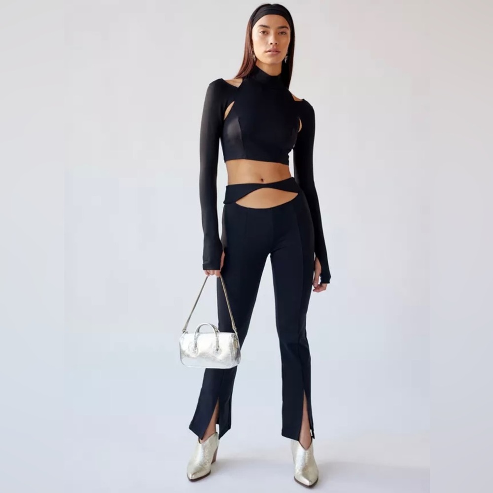 Urban Outfitters black Two Piece Cutout Cropped Top and Pant Set. Size Small